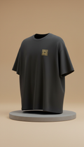 Driftwood Black Oversized Tee With Gold Motif