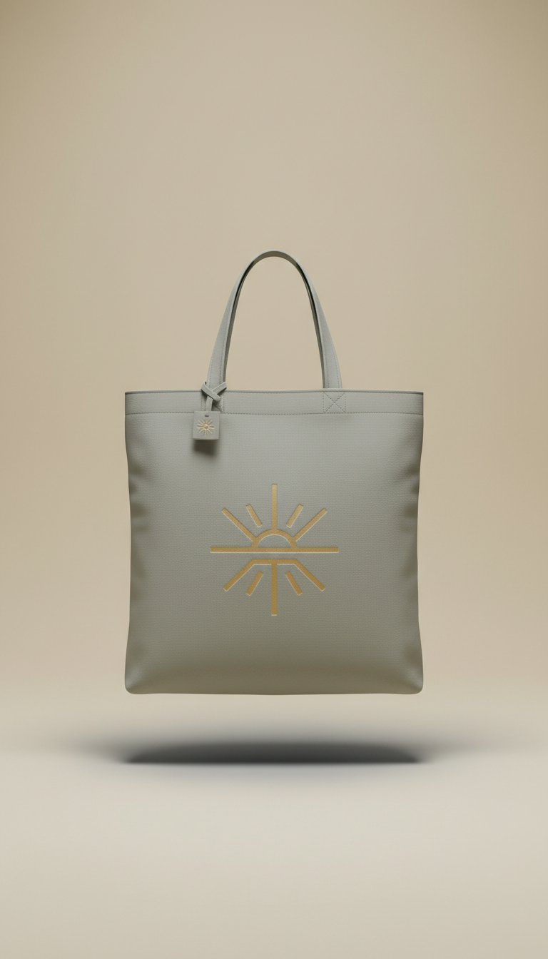 Salted Mist Minimalist Tote With Symbol Emboss