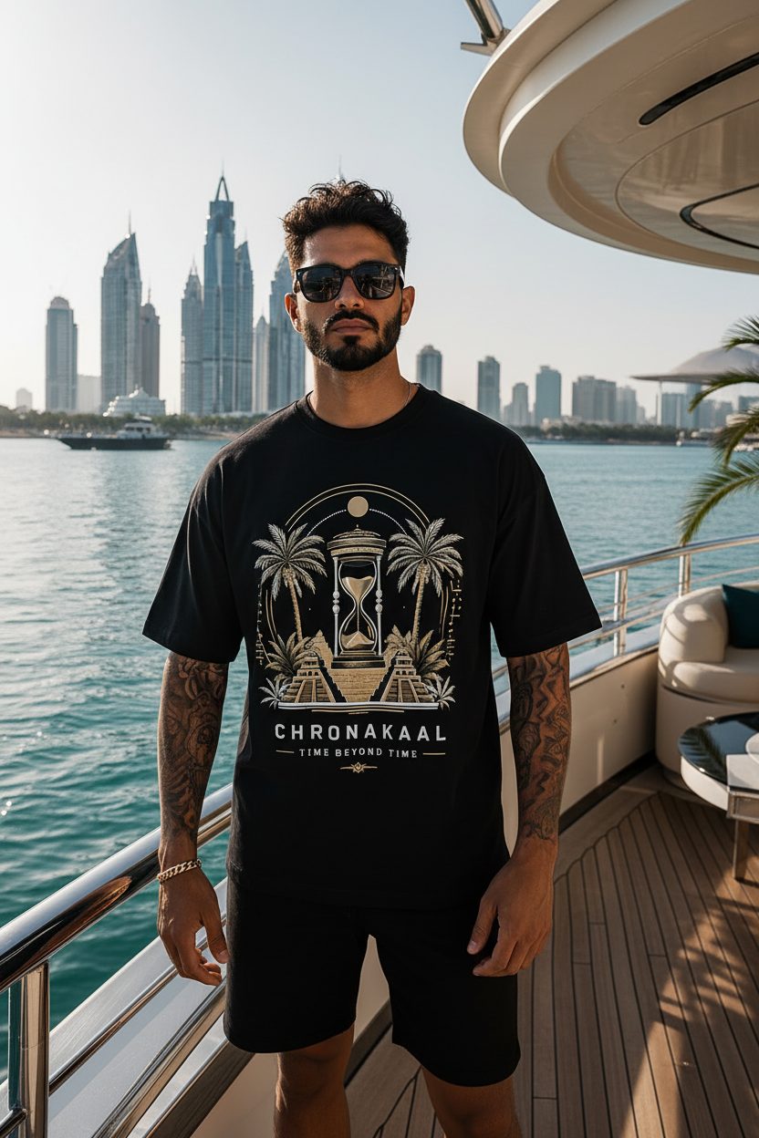 Chronakaal Black Tee — Front Facing