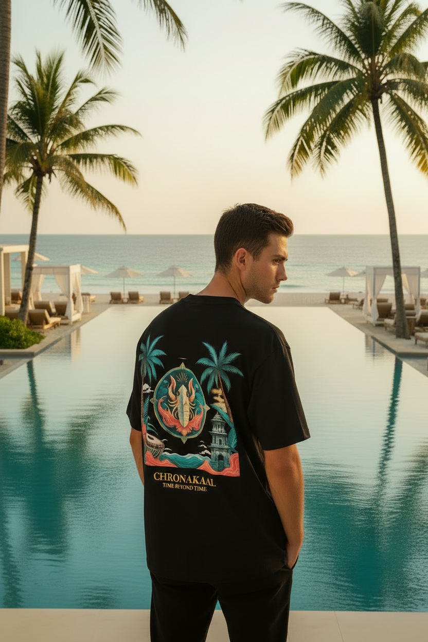 Chronakaal Black Tee - Popping Colours Editorial