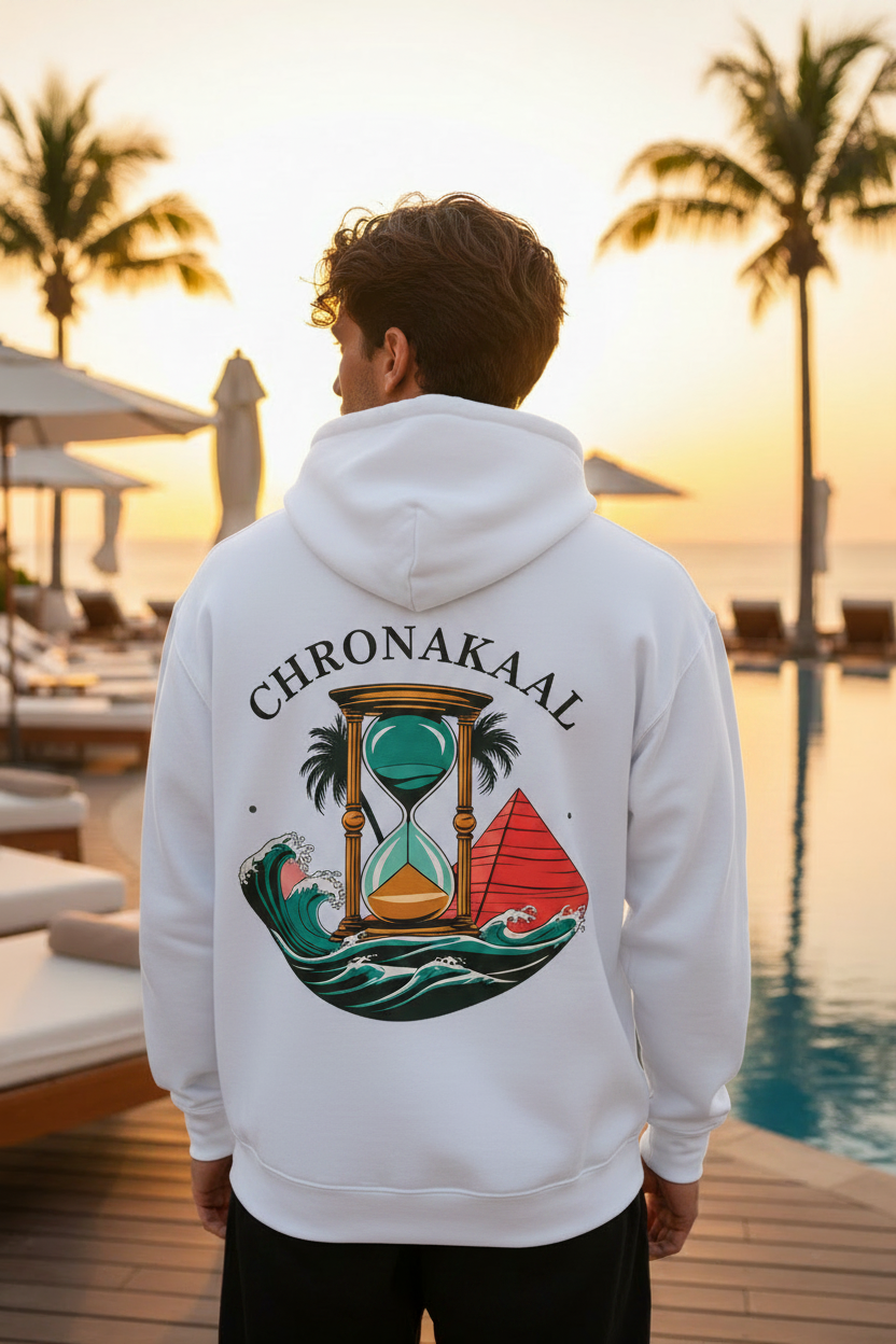 Chronakaal White Hoodie Back Print