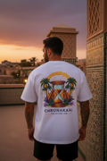 Chronakaal White Tee — Full Back Print Casablanca