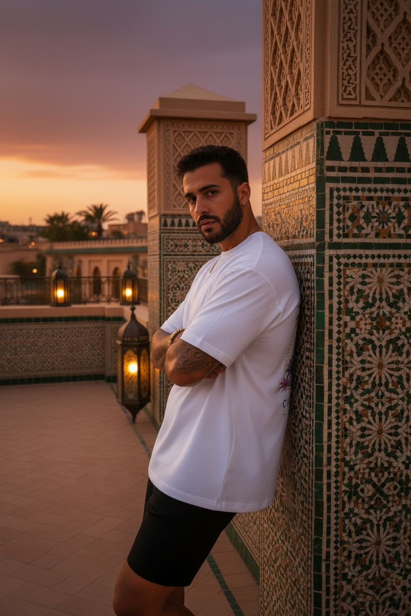 Chronakaal White Tee — New Pose Casablanca