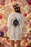 Chronakaal Women's Jumper — Peacock Print, Blue Floral Background