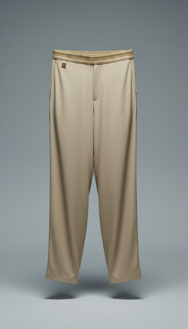 Dune Glow Relaxed Trousers With Ritual Accent