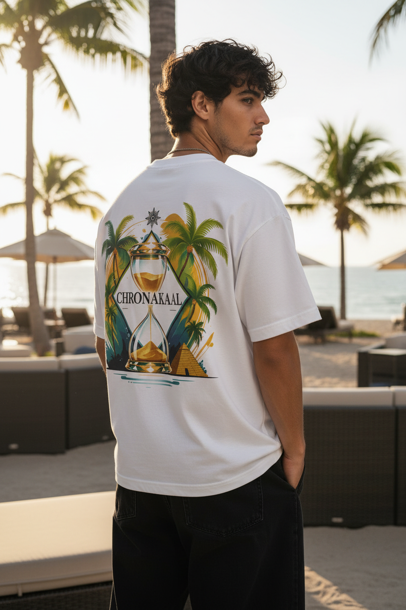White tee - golden hour coastal